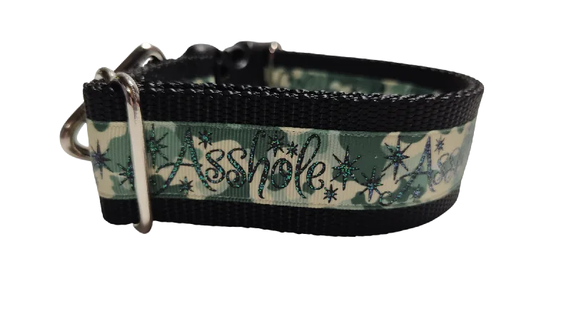 Durable catnip play toy-1.5" Wide Camo Asshole Nylon Dog Collar