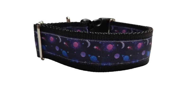 Plush hamster rest sack-1.5" Wide Galaxy Space Nylon Dog Collar