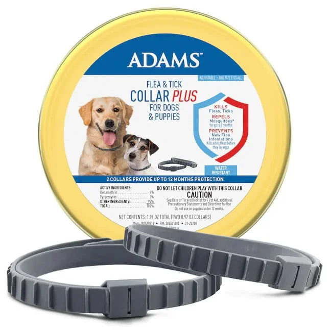 Stretch pet car belt-Adams Premium Flea & Tick Collar Plus for Dogs (2-pack/Gold Tin)