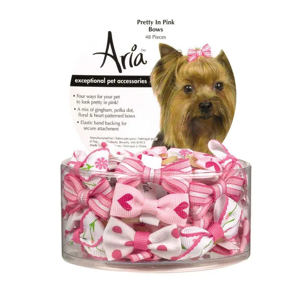 Curved puppy feeding tray-ARIA PRETTY IN PINK BOW