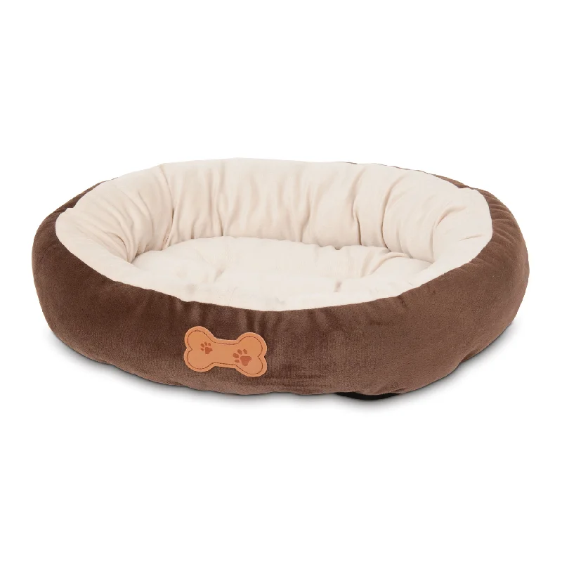 Compact cat litter tray-Aspen Pet Oval Bed with Bone Applique