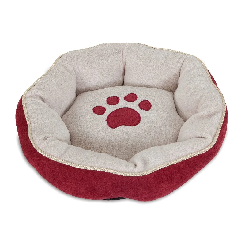 Elastic pet safety strap-Aspen Pet Round Bed With Paw Applique & Gold Cord