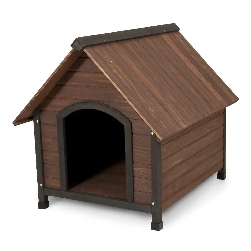 Reflective-strip pet collar-Aspen Pet Ruff Hauz Peak Roof Wood Dog House