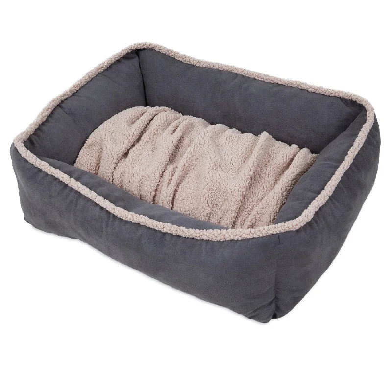 Plush pet sleep blanket-Aspen Pet Shearling Lounger with Dig N Burrow