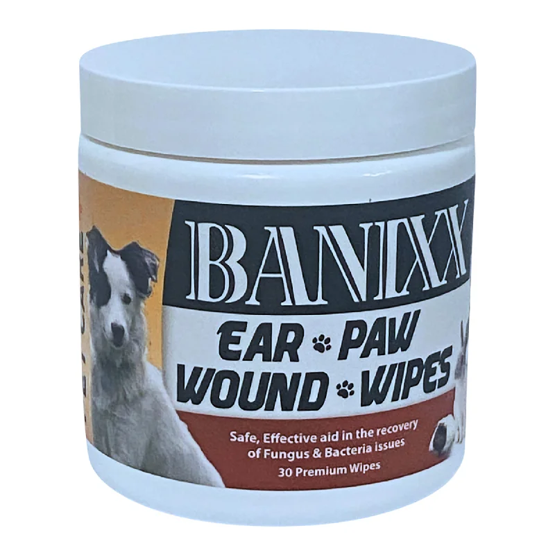 Patterned dog rain poncho-Banixx Pet Care Ear Paw & Wound Wipes, 30 ct