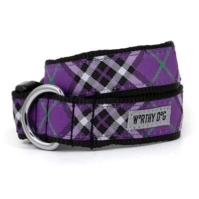 Lightweight pet ramp-Bias Plaid Purple Collar & Lead Collection