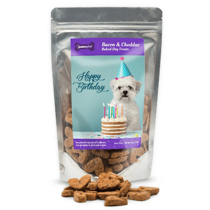 Spinning puppy treat ball-Birthday Bacon & Cheese Dog Treats