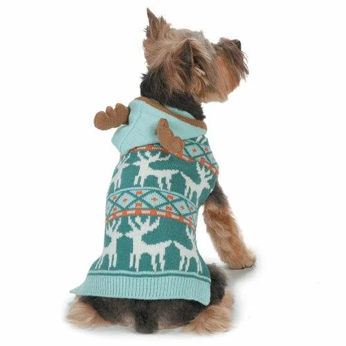 Soft dog squeaky toy-Blue Antler Dog Sweater