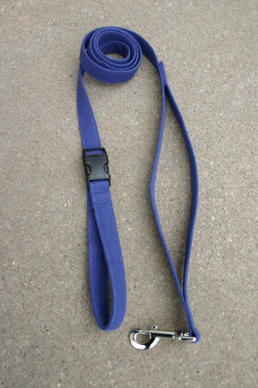 Padded dog adventure leash-Hemp Dog Leash 10 Foot Happy Camper w/clasp Basic Blue