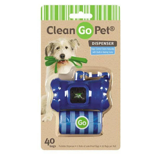 Clip-on pet car seat-Blue Clean Go Pet Waste Bag Holder With 40 Bags