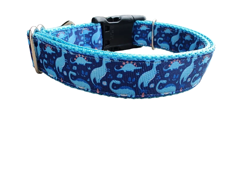 Marble reptile feeding dish-Blue Dinosaur Nylon Dog Collar