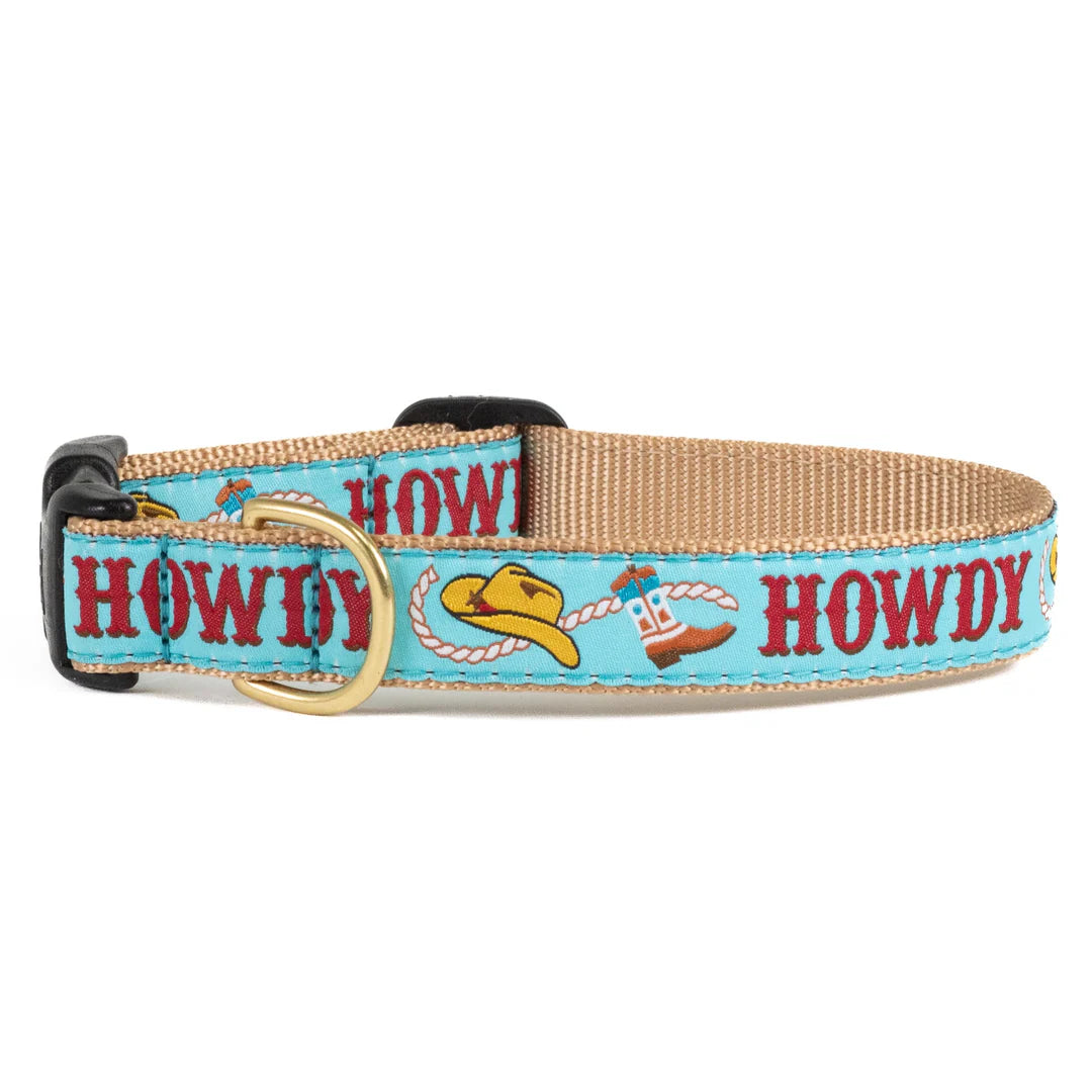 Travel pet agility hoop-Blue "Howdy" Dog Collar