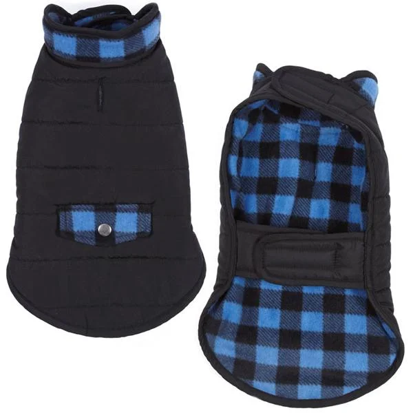 Quick-dry pet towel-Blue Fleece Reversible Dog Coat