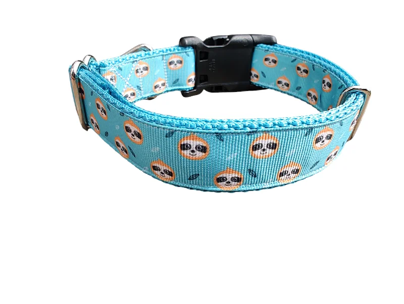 Adjustable pet shade cap-Blue Sloth Nylon Dog Collar