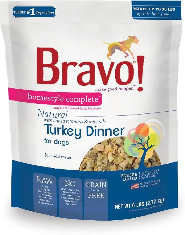 Padded dog face guard-Bravo! Freeze Dried Homestyle Complete Turkey Dinner For Dogs Food