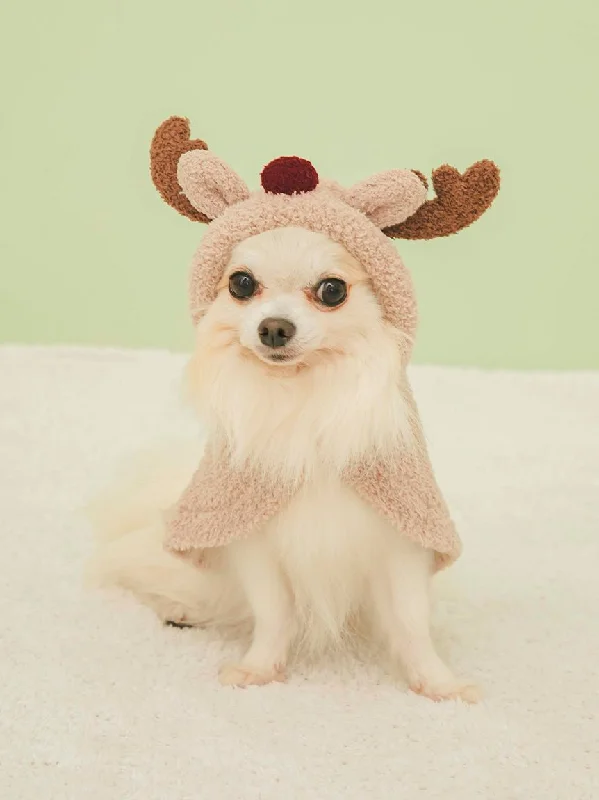 Odor-blocking pet spray-CAT&DOG Baby Moco Reindeer Costume with Hood and Antlers in Cozy Fleece