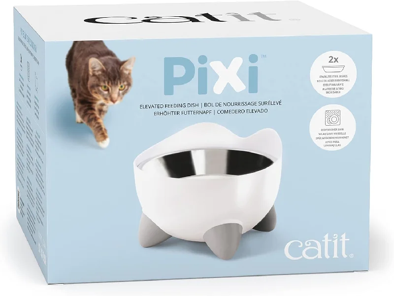 Driftwood aquarium decor-CATIT PIXI ELEVATED FEEDING DISH WHITE