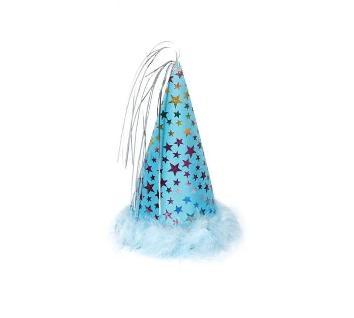 Plush pet drying cloth-Charming Pet Party Hat, Blue (Large)