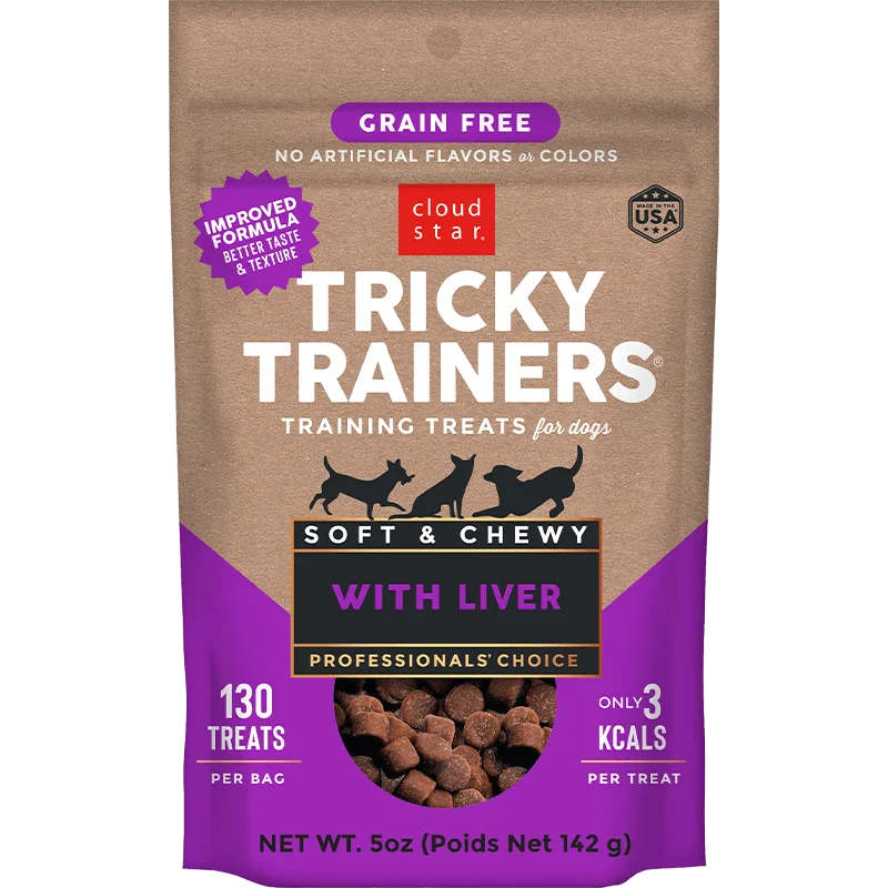 Herbal cat dental bites-Cloud Star Tricky Trainers Grain Free Soft & Chewy With Liver Dog Treats (5 oz)