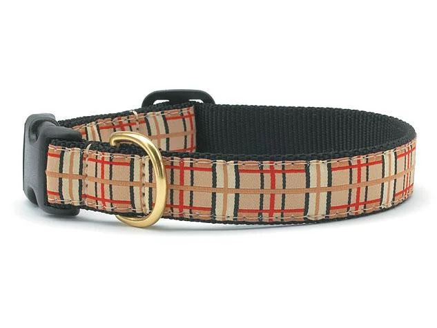 Engraved stainless pet tag-Up Country Plaid Dog Collar