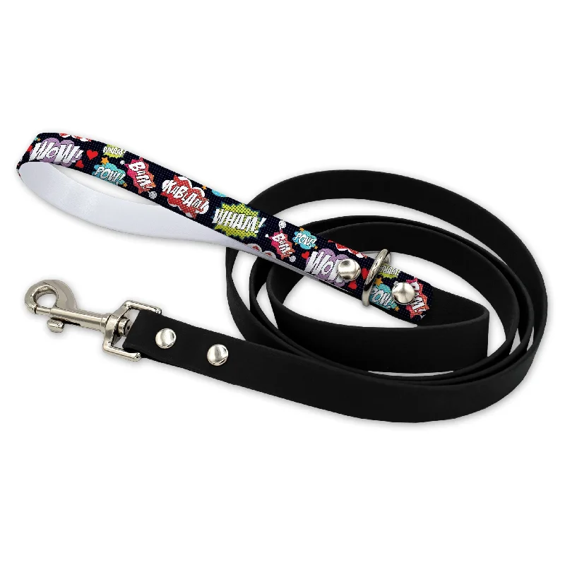 Hinged pet flap door-Comic Words Waterproof Leash With Silver Snap Hook