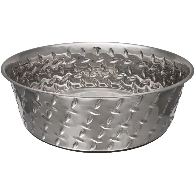 Pet-safe furniture polish-Loving Pets Diamond Plated Dog Bowl with Non Skid Bottom 2 Quart