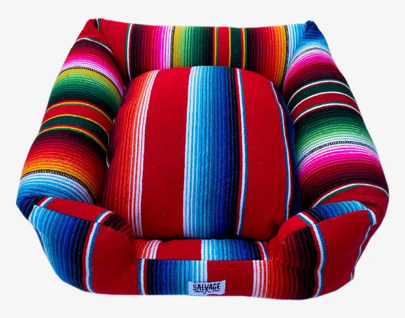 Reusable pet diaper liner-Saltillo Serape Bumper Bed - Red