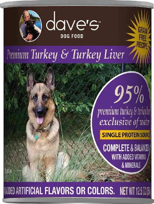 Plush dog fetch toy-Dave's Premium Turkey & Turkey Liver 95% Meat Canned Dog Food