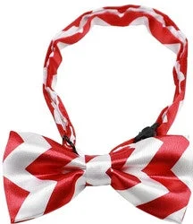 Portable pet agility pole-Dog Bow Tie Red Chevron