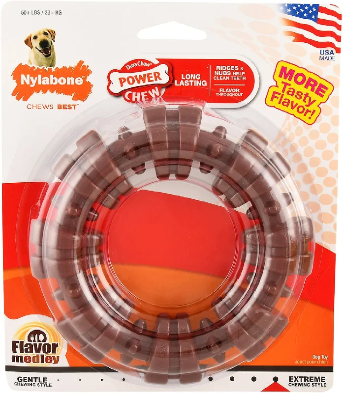 Non-slip pet grooming platform-Dura Chew Textured Ring, Flavor Medley