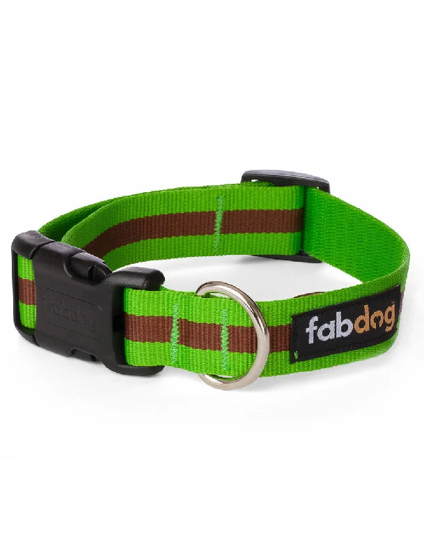 Glass hamster feeding dish-Fabdog Stripe Collar - Green