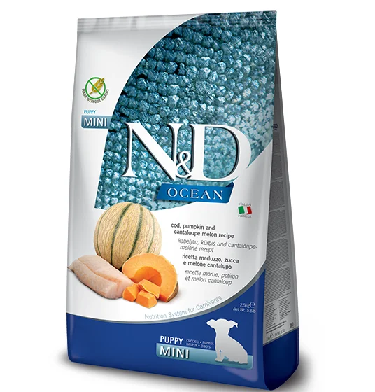 Thermal pet water dish-Farmina Natural & Delicious Ocean Cod, Pumpkin and Cantaloupe Mini Puppy Food