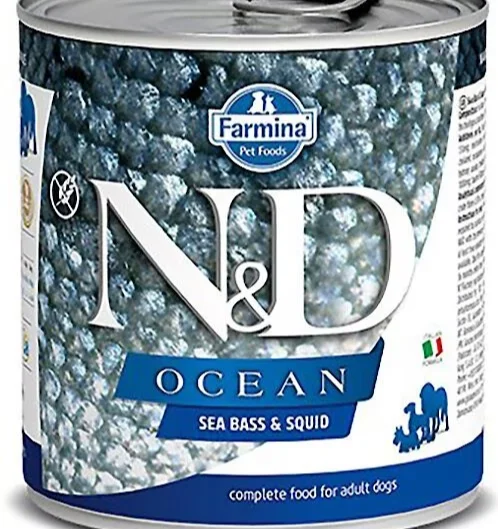 Wheeled pet travel stroller-Farmina Natural & Delicious Ocean Sea Bass and Squid Canned Adult Dog Food