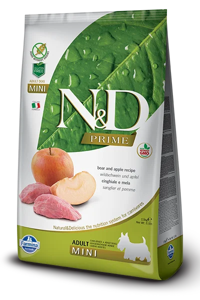 Wide-base cat food bowl-Farmina Natural & Delicious Prime Boar and Apple Adult Mini Dog Food