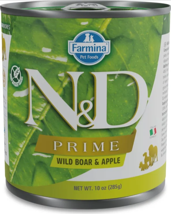 Weather-sealed pet door-Farmina Natural & Delicious Prime Wild Boar and Apple Canned Adult Dog Food