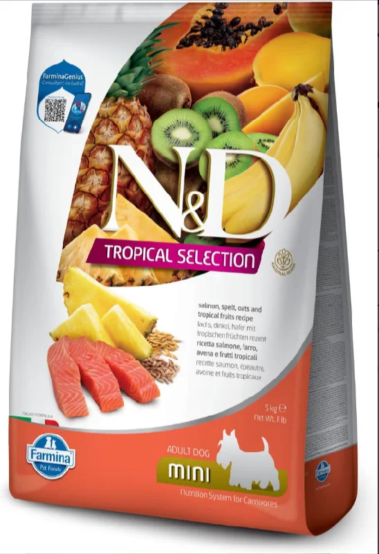 Retractable dog tie-out-Farmina Natural & Delicious Tropical Selection Salmon Mini Adult Food