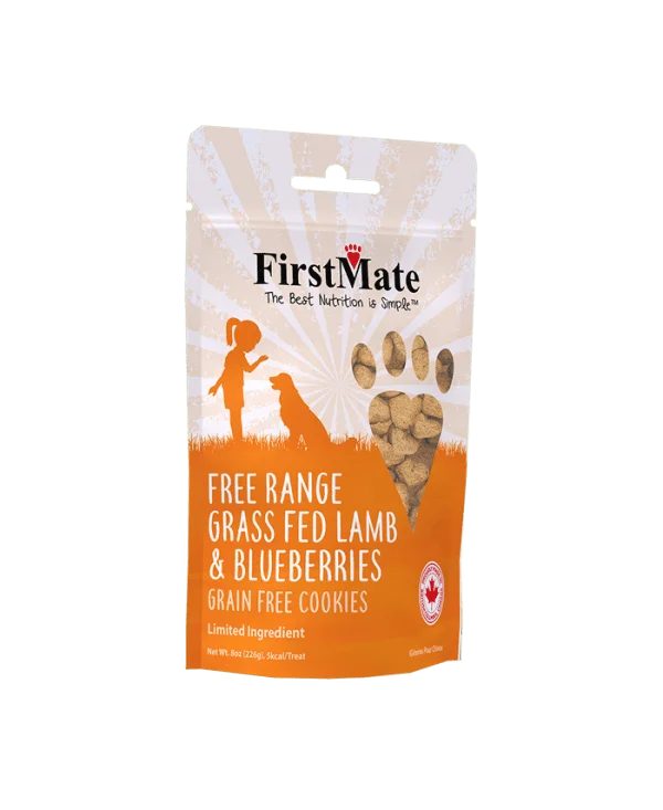 Foldable pet access ramp-FirstMate Free Range Grass Fed Lamb with Blueberry Treats for Dogs