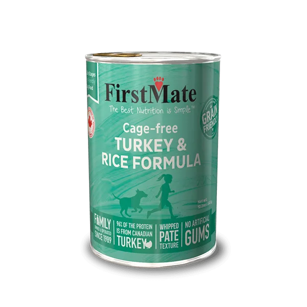 Travel-size birdcage perch-FirstMate Grain Friendly Cage-free Turkey & Rice Formula Canned Food for Dogs