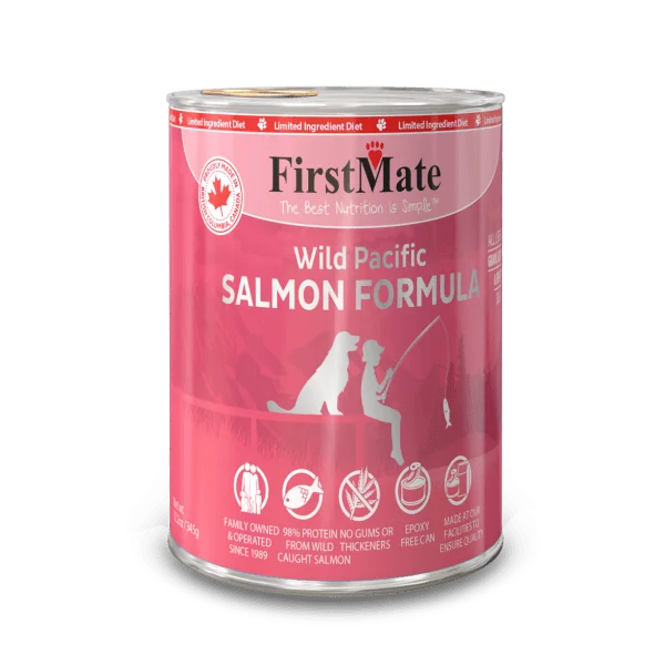 Curved puppy feeding tray-FirstMate Limited Ingredient Wild Salmon Formula Canned Food for Dogs