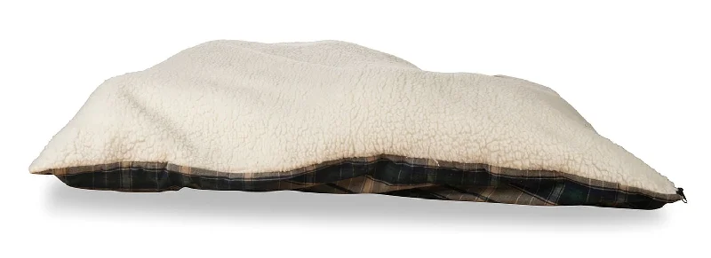 Striped dog rain cape-Flannel Sherpa Bed, Green Plaid