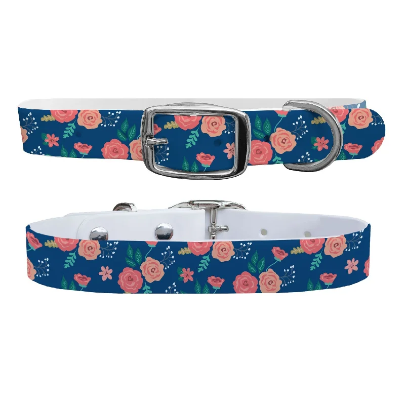 Pet-safe furniture polish-Flora Dog Collar With Silver Buckle