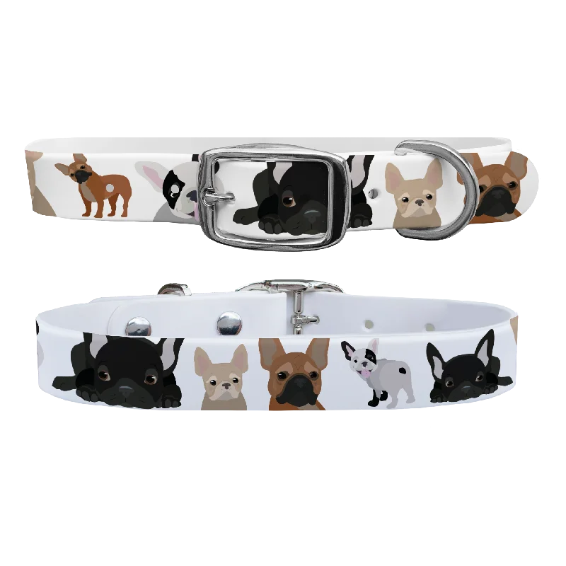 Wide-base cat food bowl-French Bulldog Dog Collar With Silver Buckle