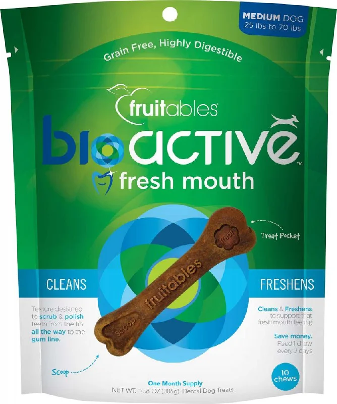 Herbal pet joint treats-Fruitables BioActive Fresh Mouth Grain Free Dental Chews for Dogs