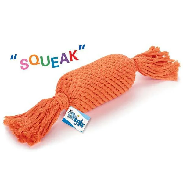 Quick-cool pet neck wrap-Grriggles Ruff Rope Squeaker Tossers 13 Inch Dog Toy