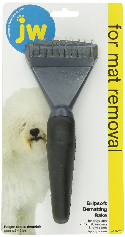 Brushed steel pet tag-JW Pet Company GripSoft Dematting Rake Dog Brush