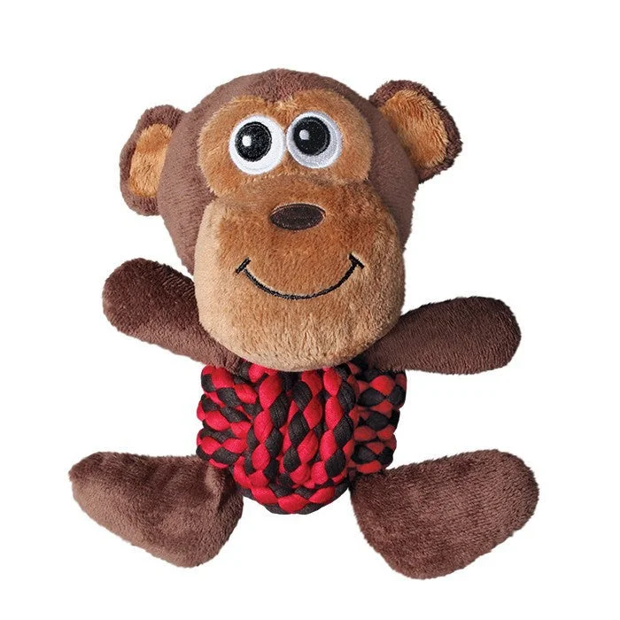 Hooded dog rain jacket-Kong Weave Knots Monkey Rope And Plush Dog Toy