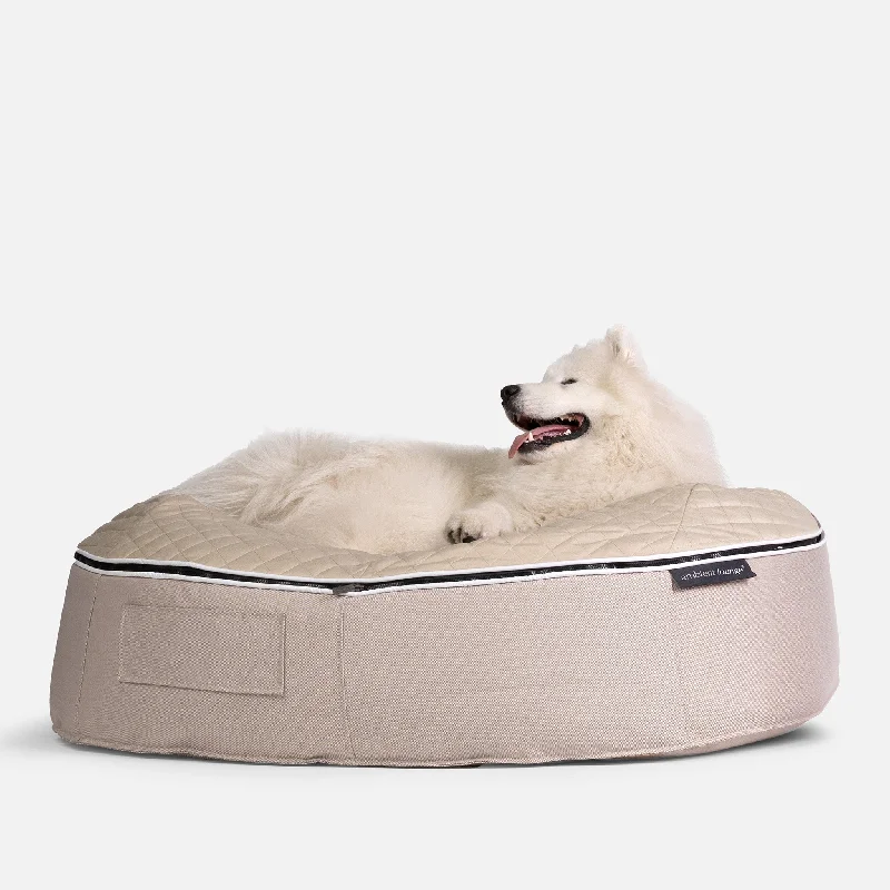 Herbal cat stress toy-(L) Premium ThermoQuilt Dog Bed (Beige)