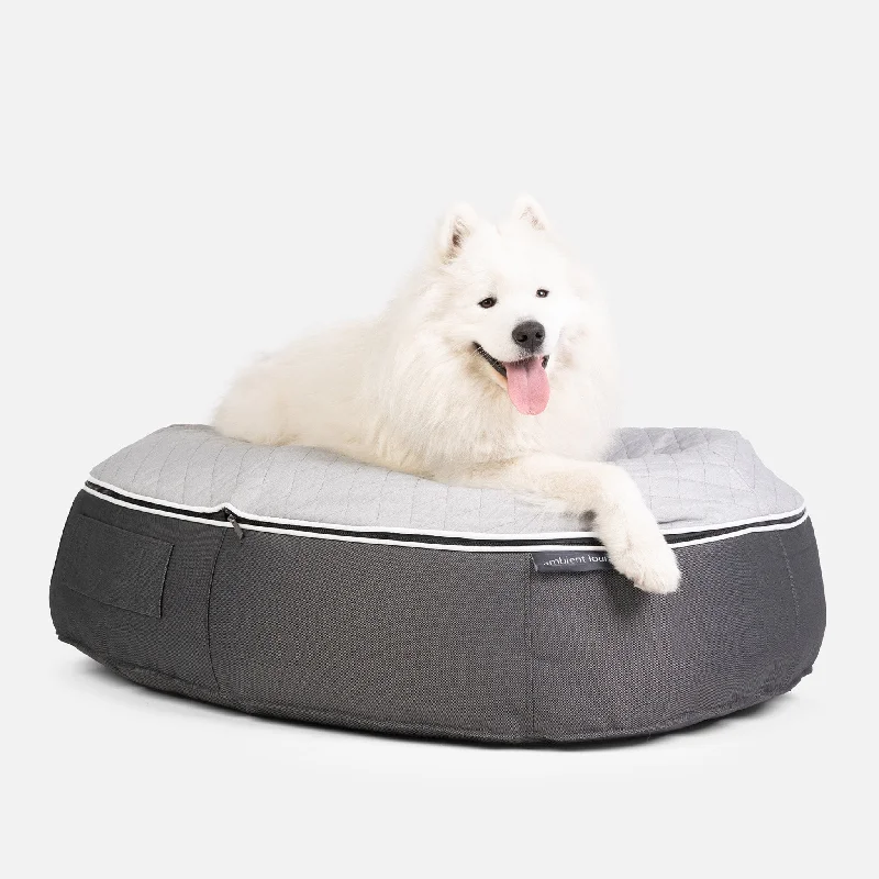 Antibacterial pet paw cup-(L) Premium ThermoQuilt Dog Bed (Grey)