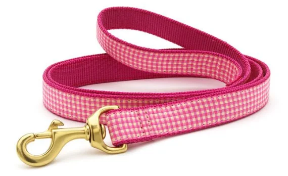 Battery-powered pet fan-Pink Gingham Dog Lead