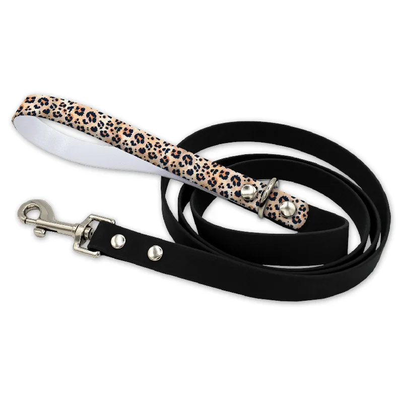 Polka-dot cat leash-Leopard Print Waterproof Leash With Silver Snap Hook